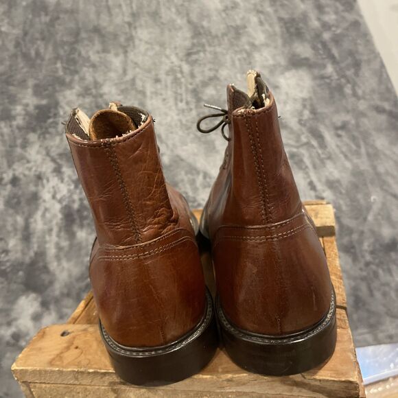 Vtg Michele Olivieri Italian Men’s 9 Brown Leather Hybrid Oxford & Chelsea Boot main image 12